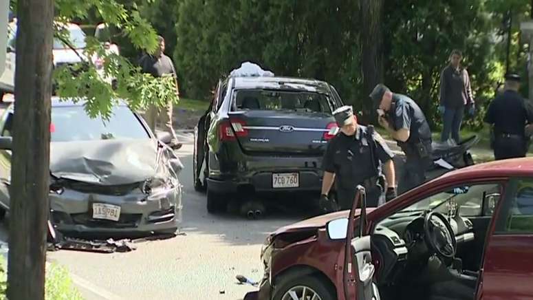Worcester police officer seriously injured in 3-car crash - Boston News ...