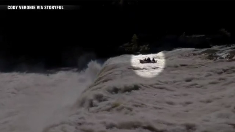 Emergency crews rescue rafters who plunged over waterfall in ...