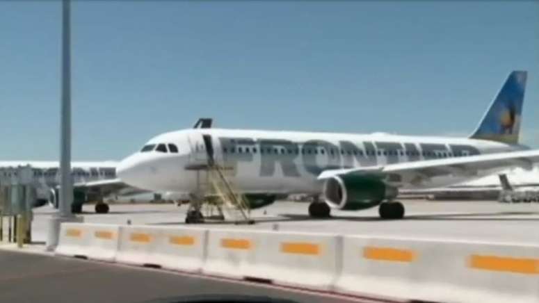 A Frontier plane hits a pedestrian during takeoff at Denver airport