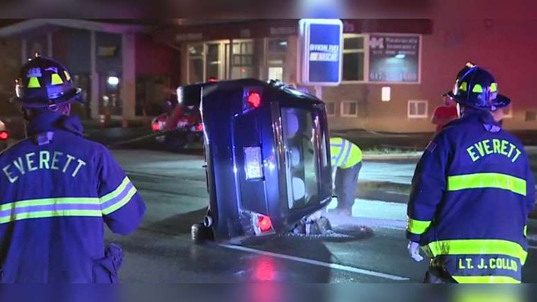 Police investigating rollover crash in Everett - Boston News, Weather ...