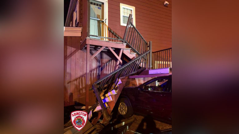 Abington police investigating after car crashes into building - Boston ...
