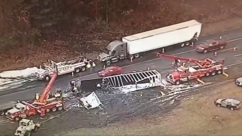 3 Hospitalized After Fiery Crash Involving Multiple Tractor Trailers On I 495 In Berlin Boston 1364