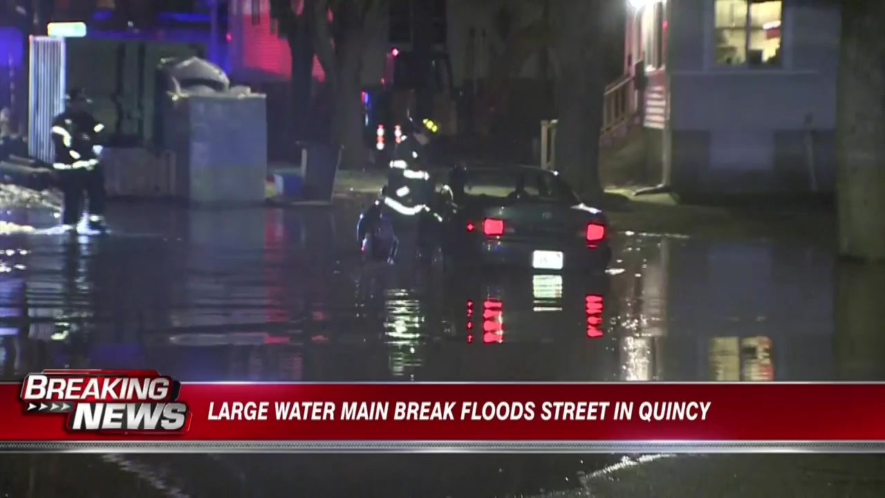 Water main break floods street, homes in Quincy - Boston News, Weather ...