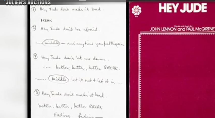 Lyrics To The Beatles’ ‘Hey Jude,’ Handwritten By Paul McCartney, Sold ...