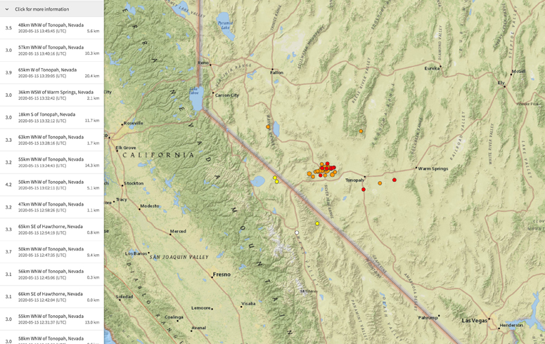usgs recent earthquakes in california and nevada