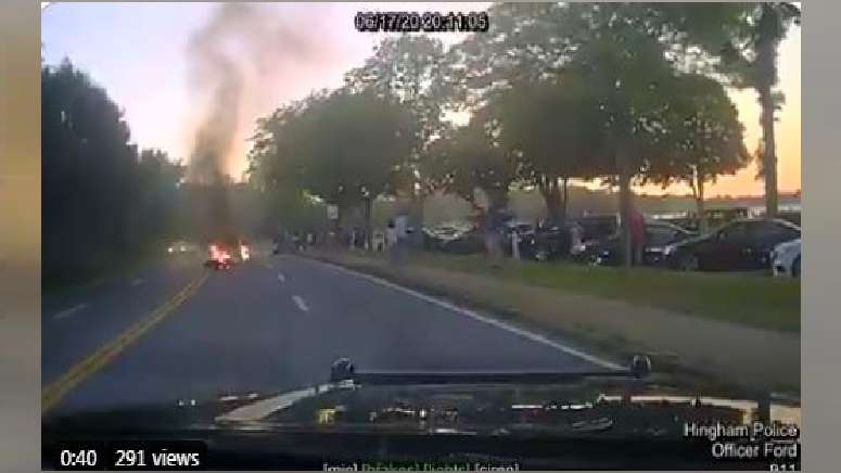 Police release video of fiery motorcycle crash in Hingham - Boston News ...