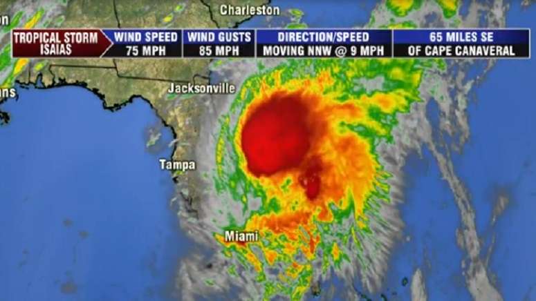 Isaias slightly strengthens as it crawls up Florida coast - Boston News ...
