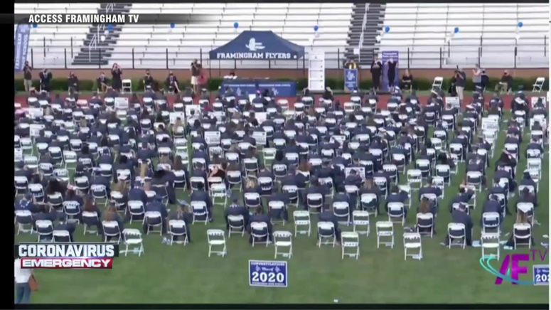 Framingham High School students graduate together as loved ones look on