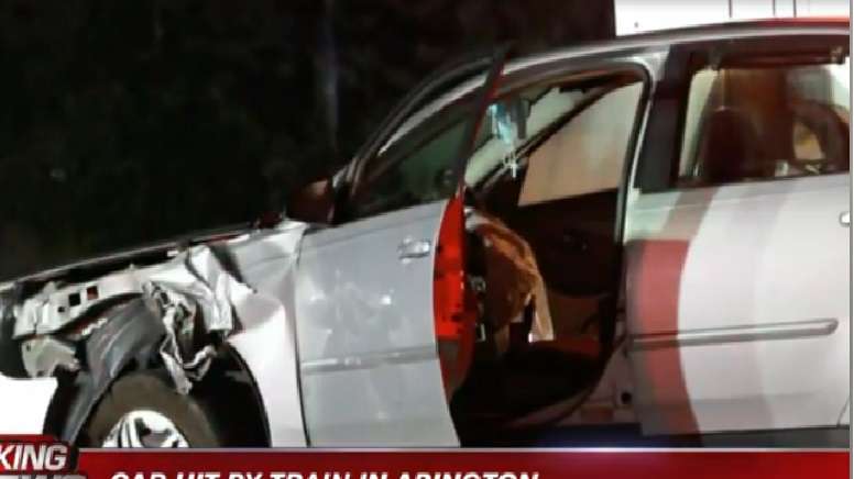 Driver narrowly escapes car before it is hit by Commuter Rail train in ...