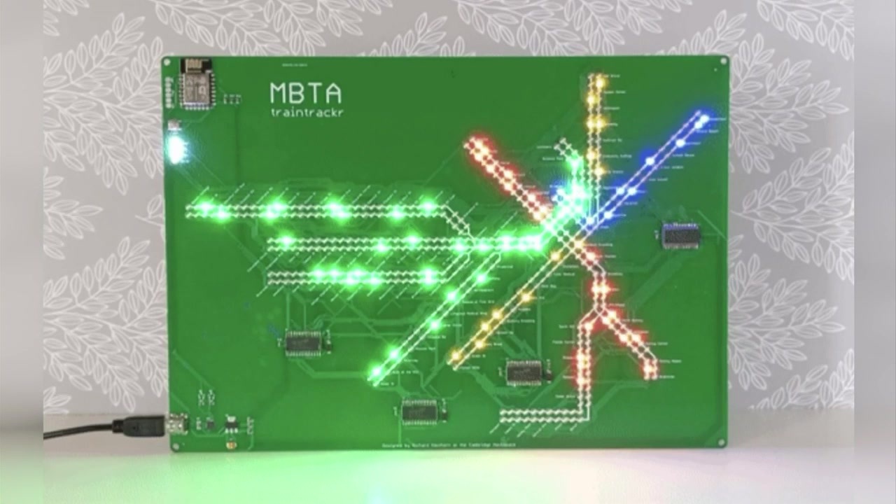 Light-up board that tracks MBTA subway trains in real time created by 2 ...