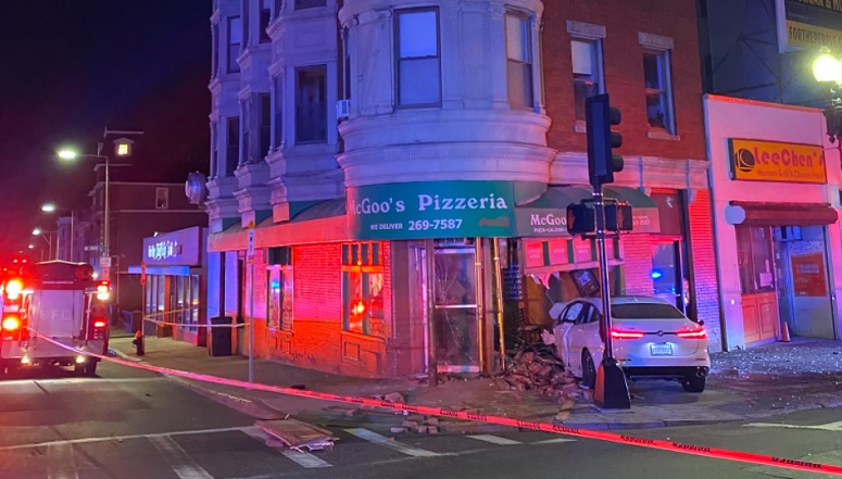 Driver hospitalized, 6 displaced after car crashes into ...