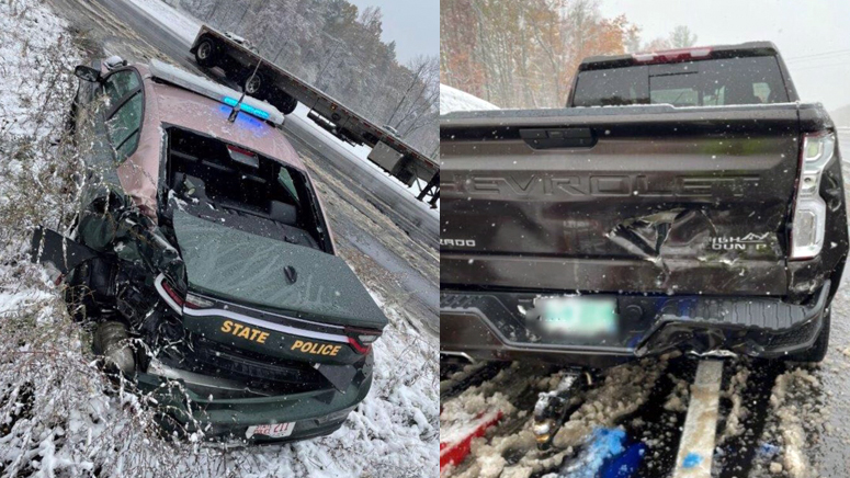 Truck Loses Control, Crashes Into Cruiser On Snowy NH Highway - Boston ...