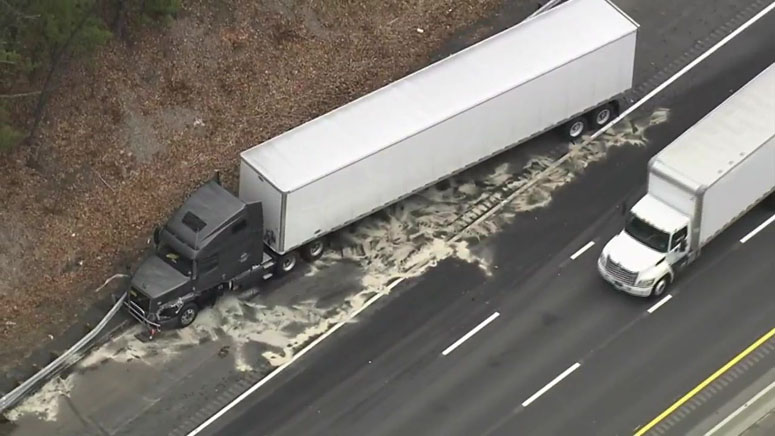 All Lanes Reopened After Tractor-trailer Spills Concrete On Mass. Pike ...