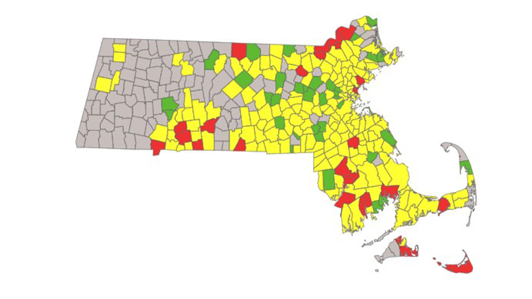 Number of Mass. communities considered high-risk for coronavirus drops ...