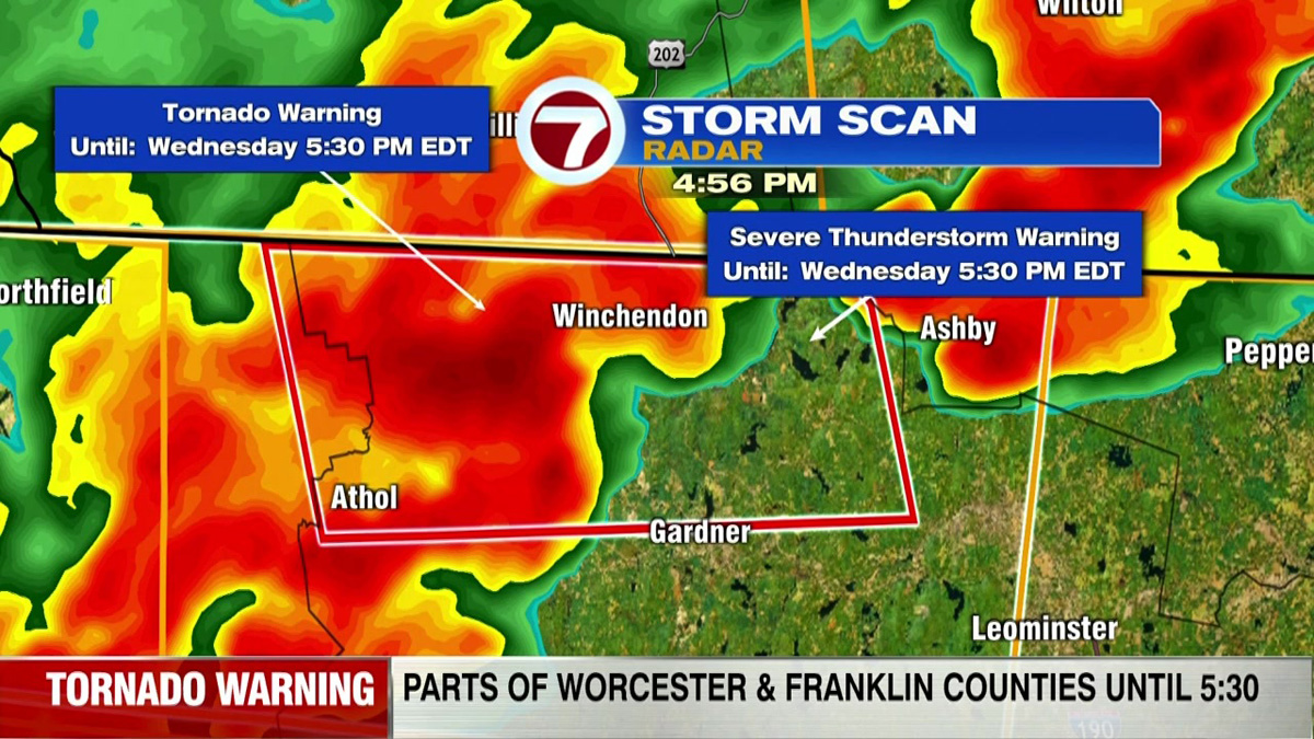 Tornado warning issued for parts of Worcester county has expired