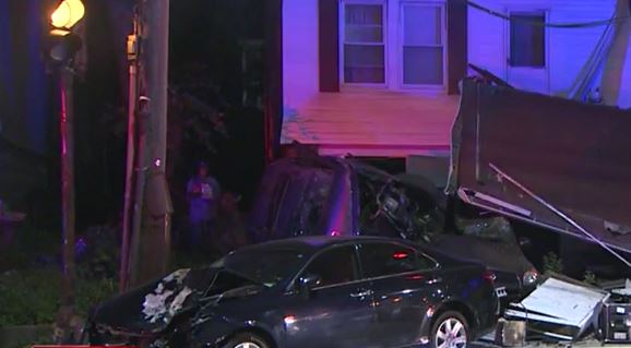Pickup Truck Crashes Into Parked Cars House In Burlington - The Boston Globe
