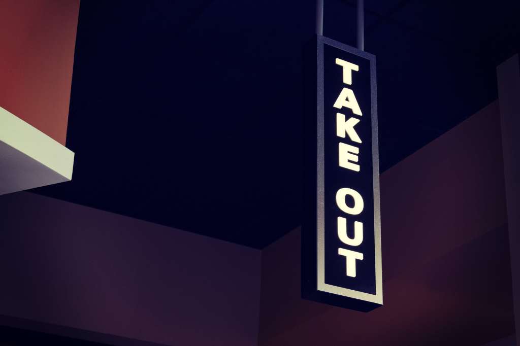 white led take out signage hanging