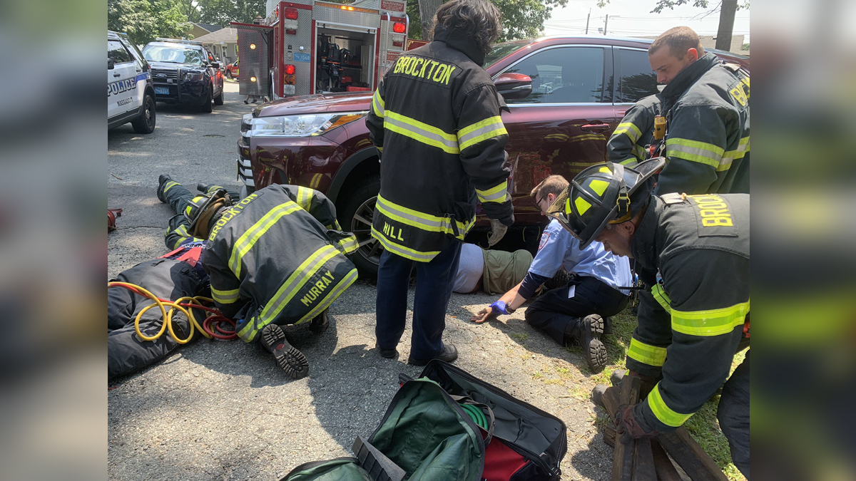 First Responders Rush To Lift Car Off Woman Struck In Brockton - Boston ...