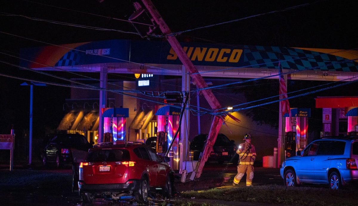 Car crashes into utility pole, knocks out power to more than 1,000 in