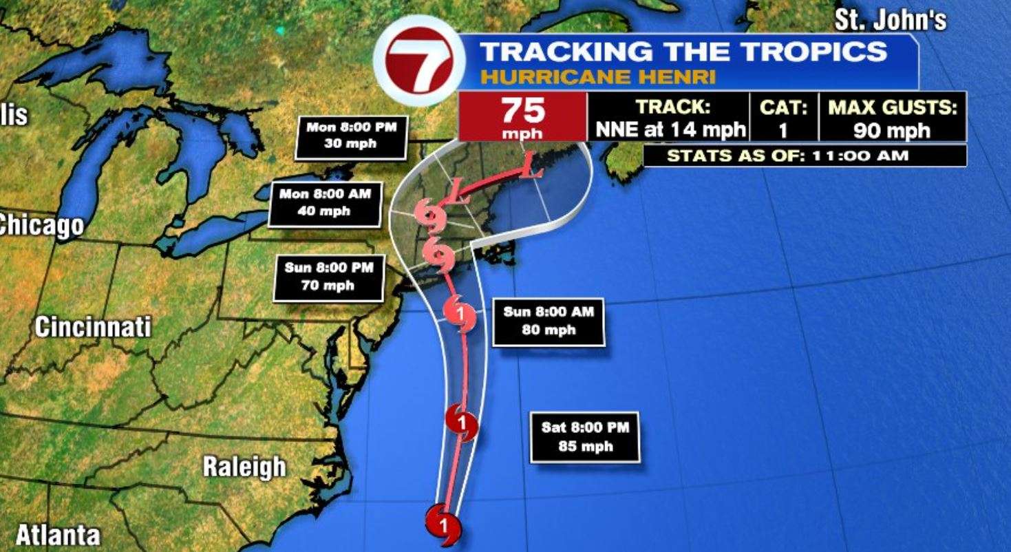 Henri strengthens to hurricane as it bears down on Northeast - Boston ...