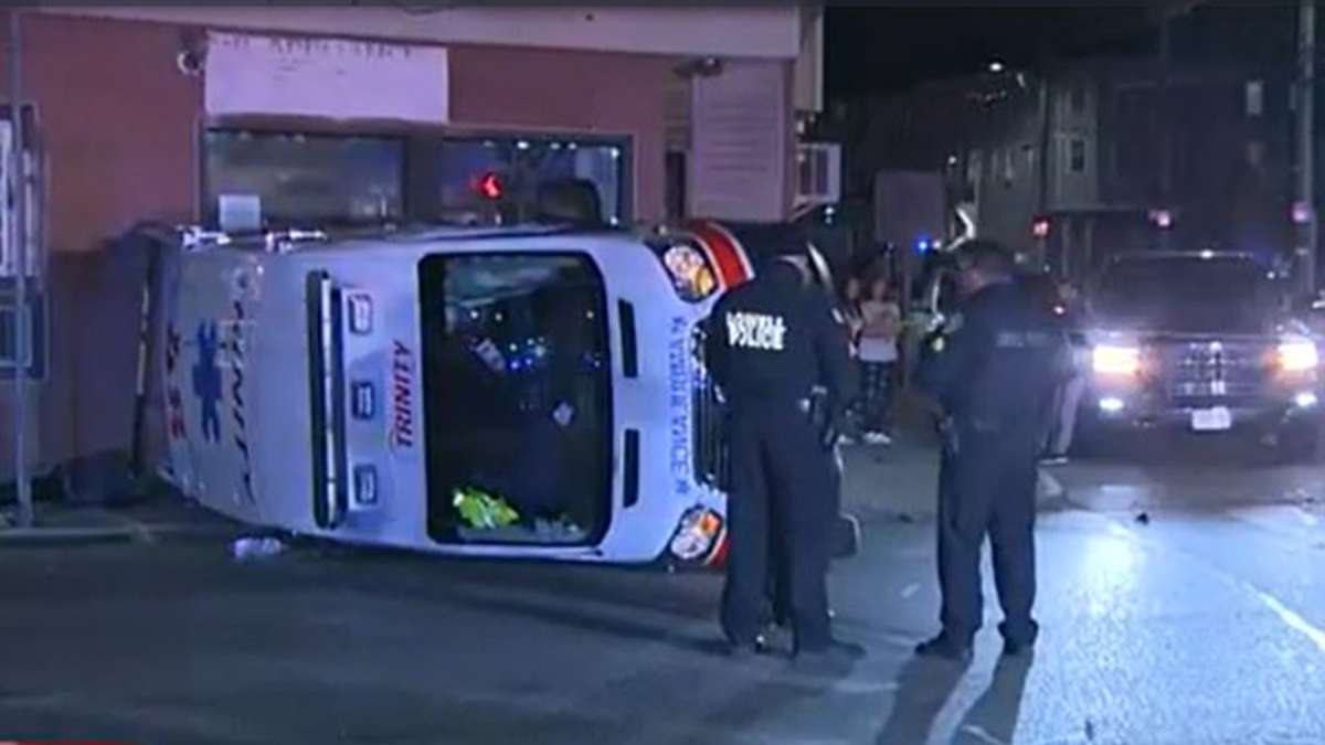 6 hospitalized after serious crash leaves ambulance overturned in ...