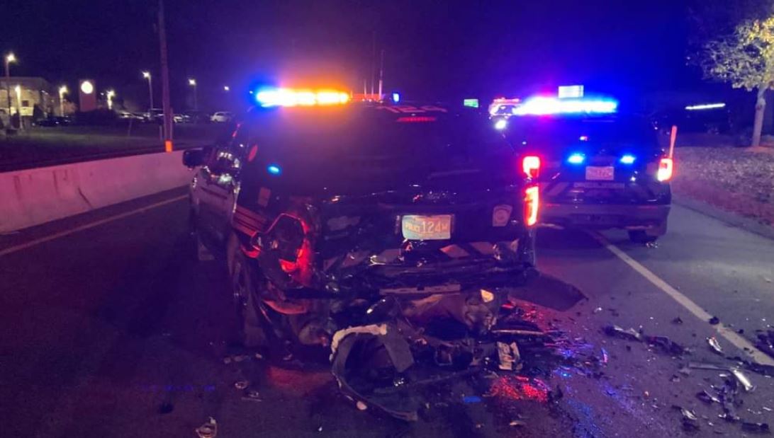 Framingham man arrested on OUI charge after crashing into police