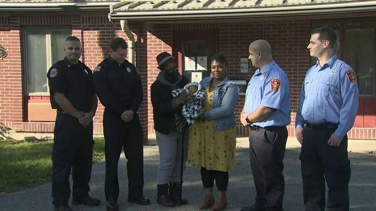 Easton firefighters reunite with baby they helped deliver in back of ...