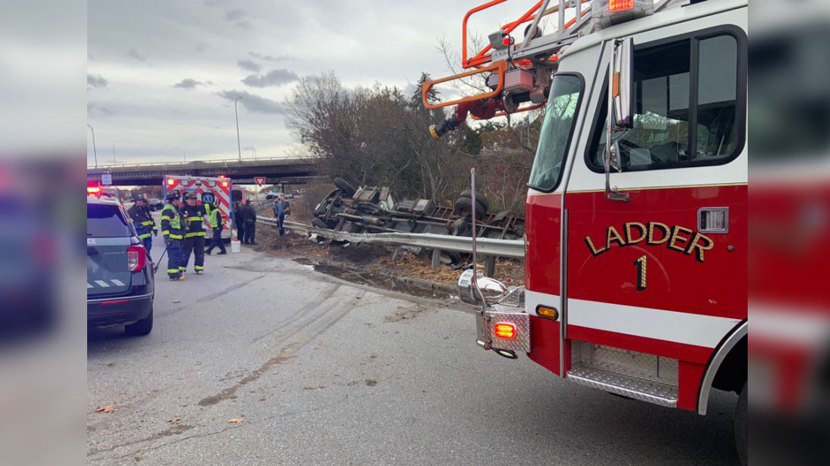 Emergency Crews Respond To Rollover Crash On Newton Weston Line Boston News Weather Sports 1326