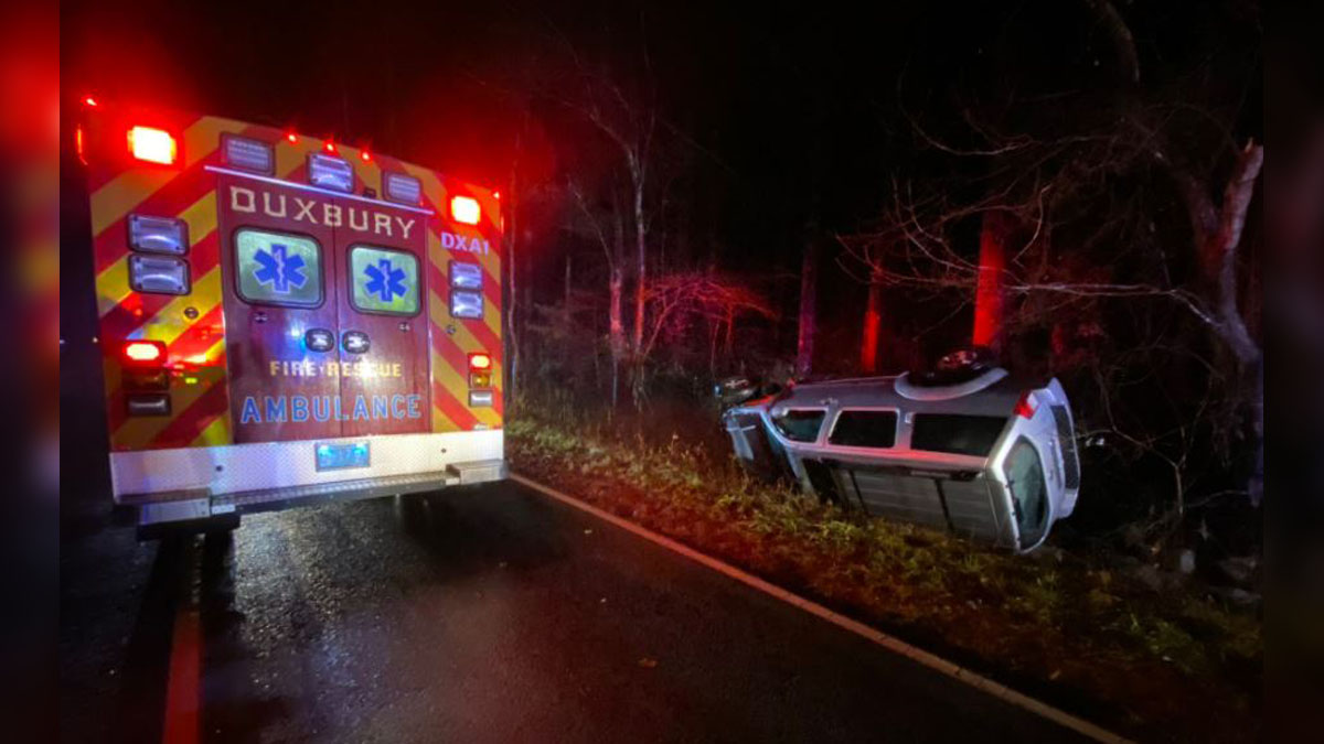 1 taken to hospital following rollover crash in Duxbury Boston News