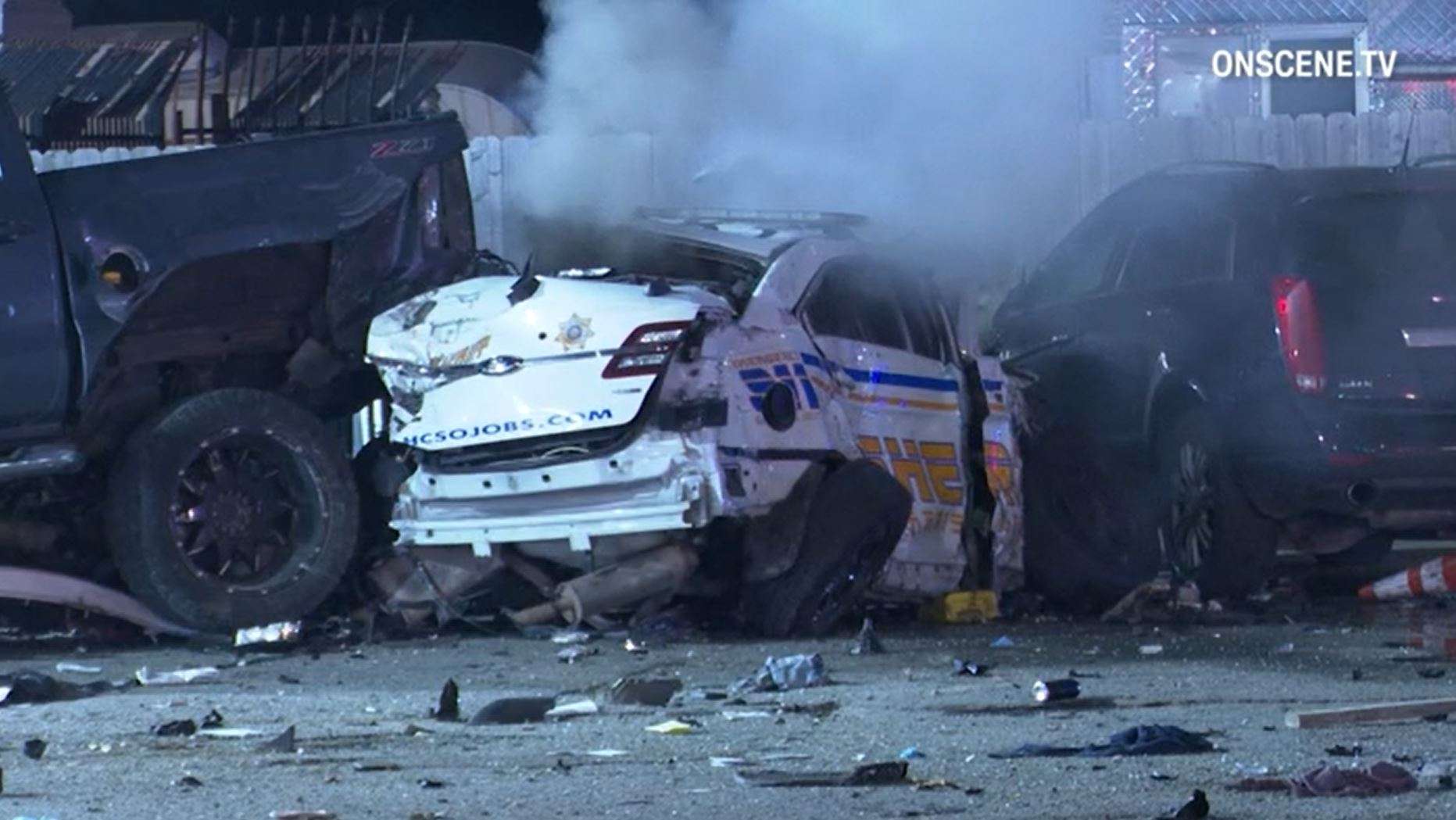 Deputy chasing suspect in his vehicle collides with another car ...