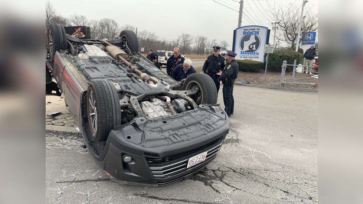 Driver escapes serious injury in rollover crash - Boston News, Weather ...