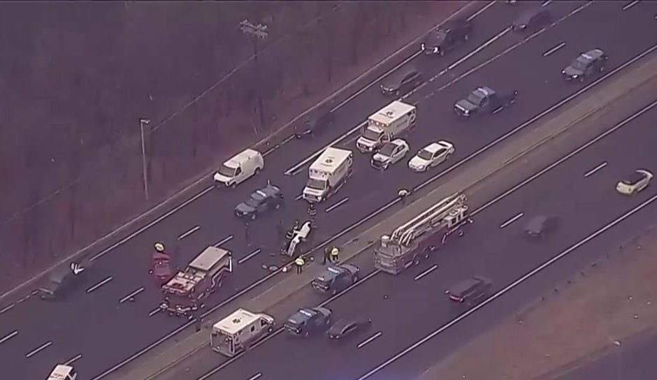 Multivehicle crash on Route 128 north in Peabody causing traffic