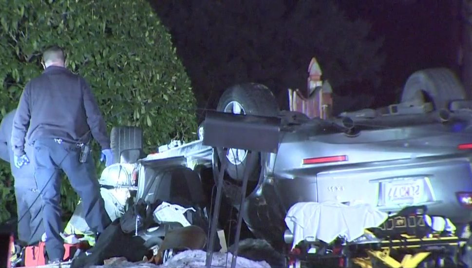 Driver Hospitalized After Car Crashes Into Utility Pole, Overturns In ...