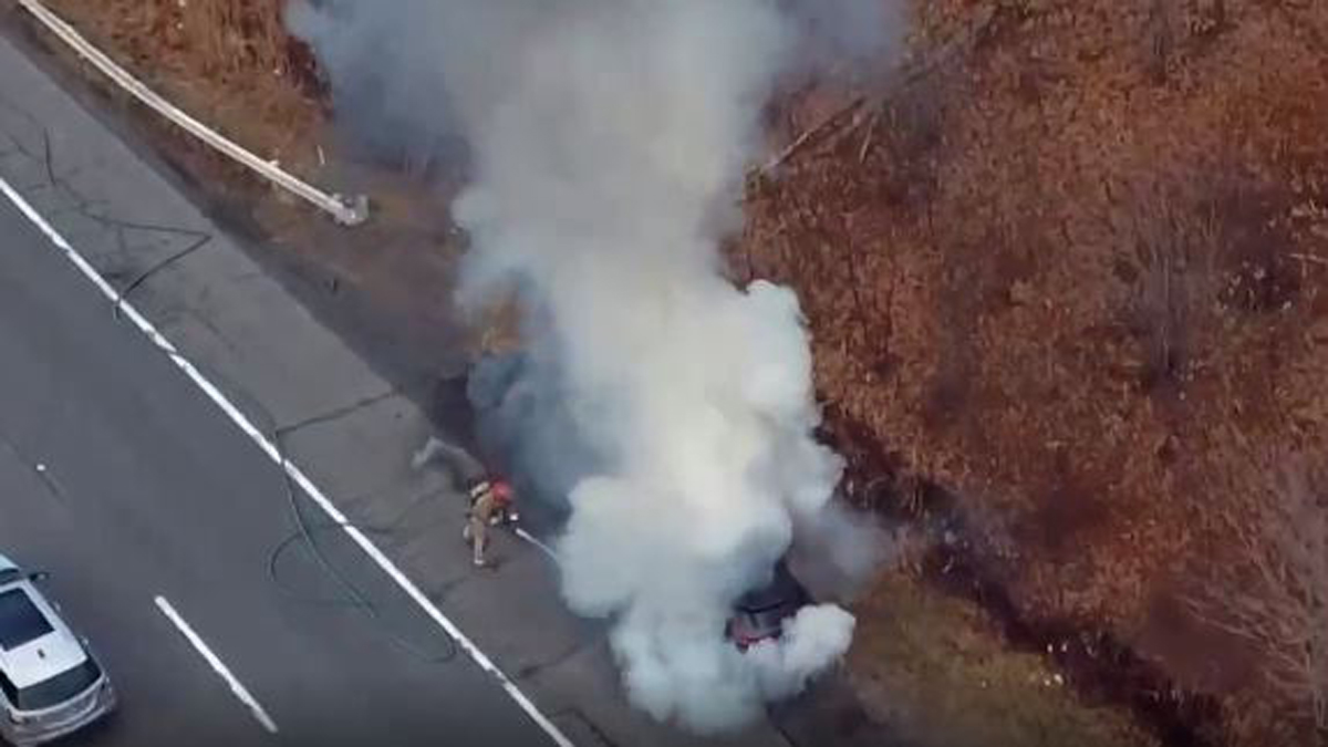Palmer firefighters battle raging car fire on Mass. Pike Boston News