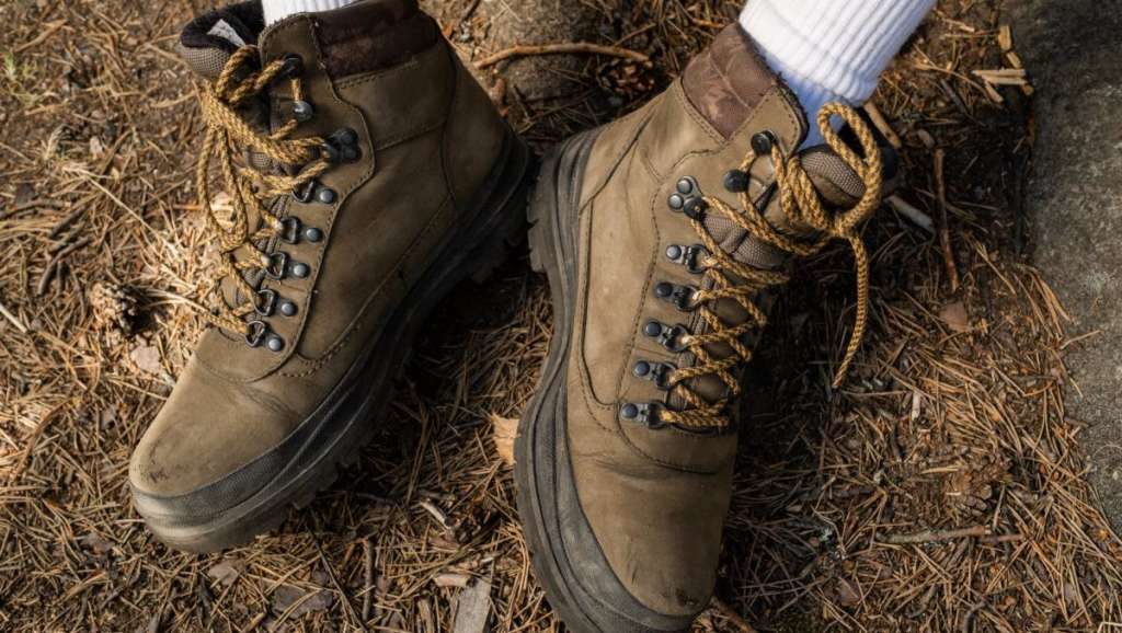 close up of hiking boots