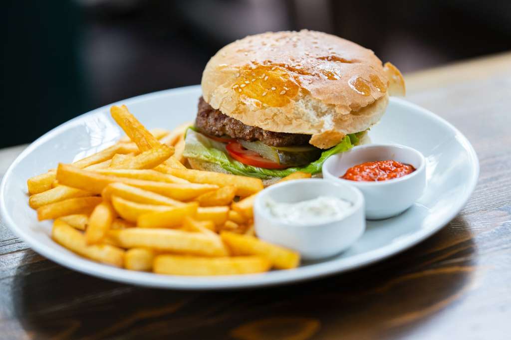hamburger and fries