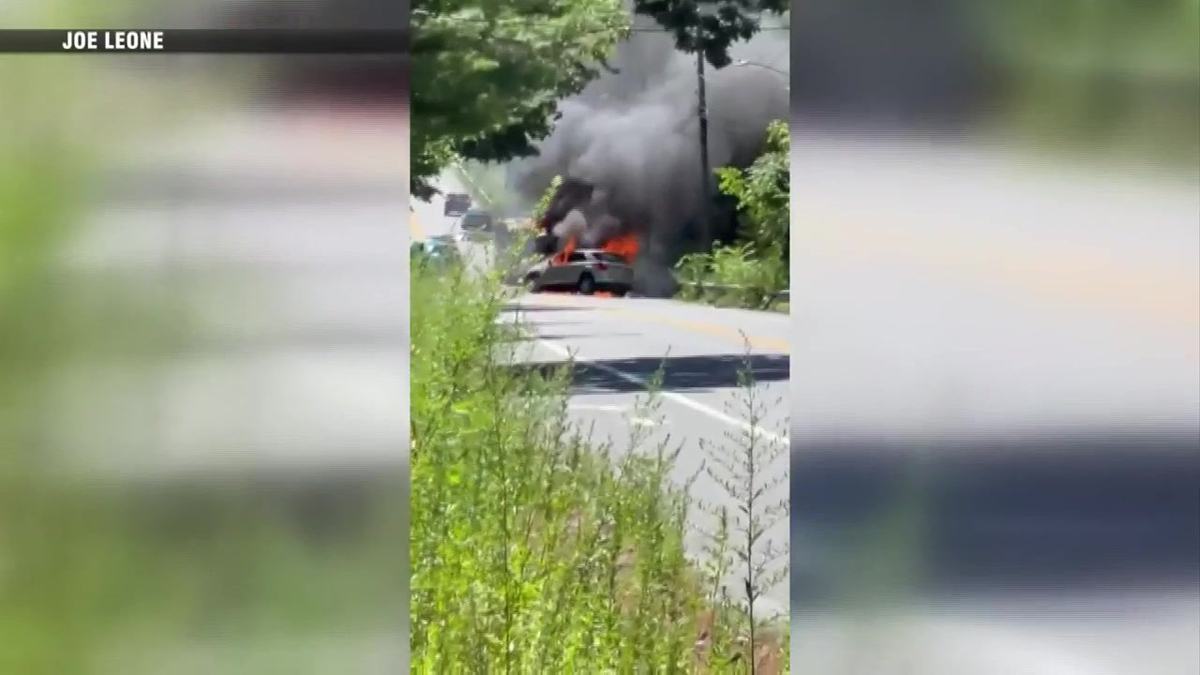 SUV goes up in flames after crash in Milton Boston News, Weather