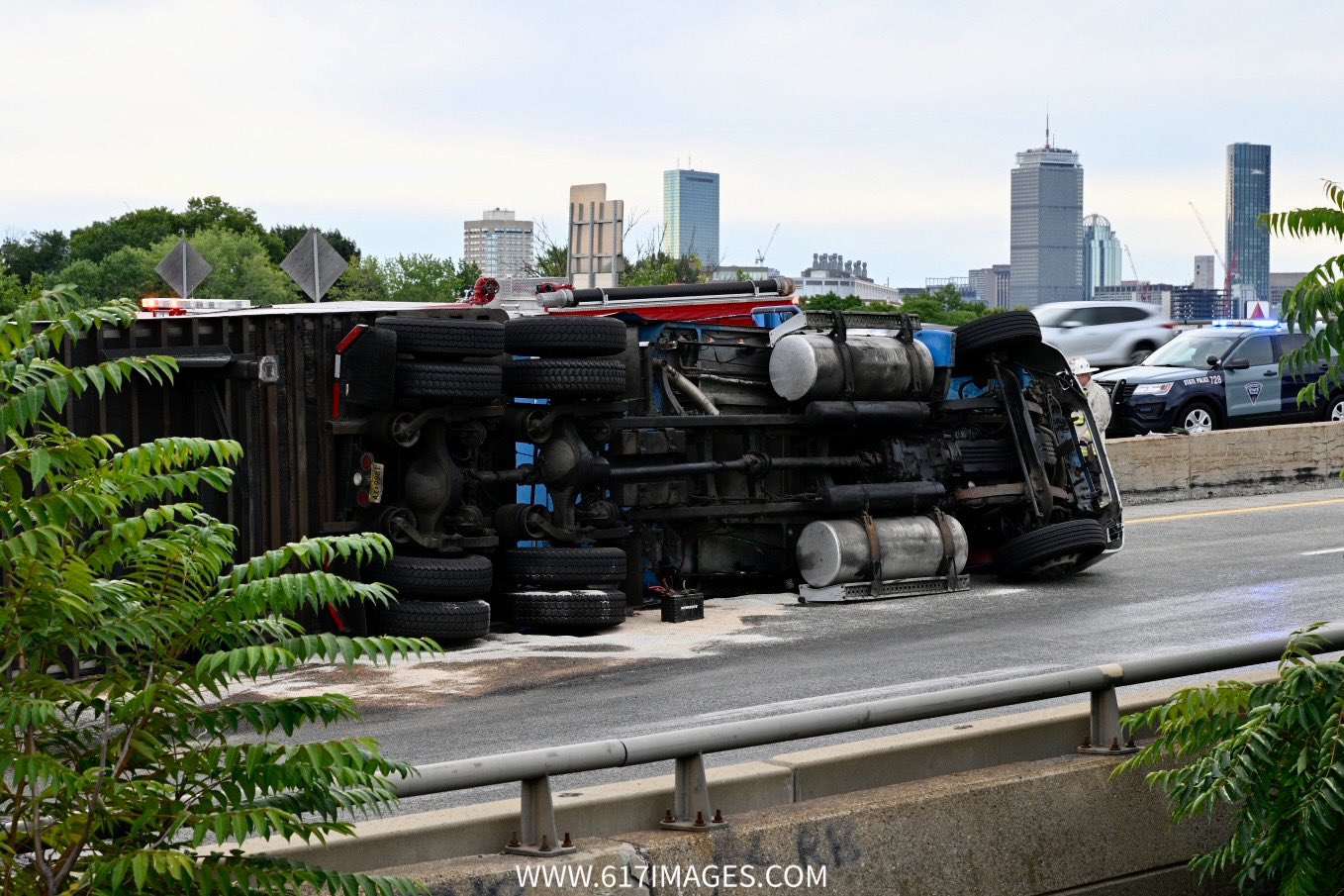 Mass Pike fully reopens after tractor trailer crash in Boston Boston
