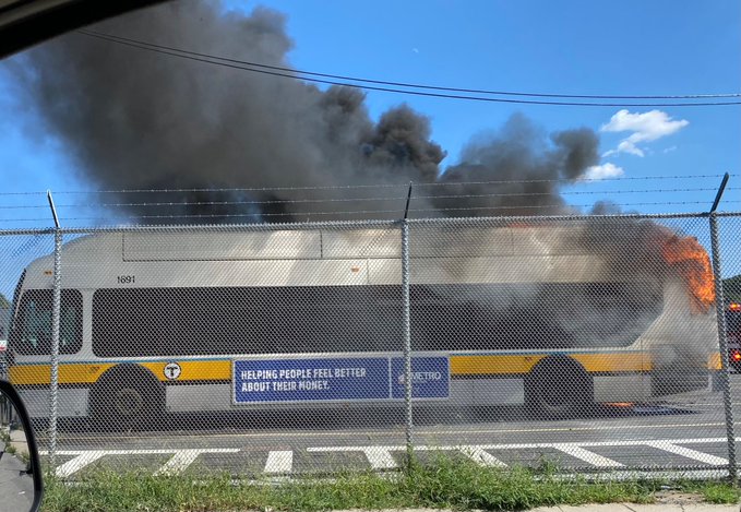 Two MBTA Employees Hospitalized After Bus Catches Fire In Jamaica Plain ...