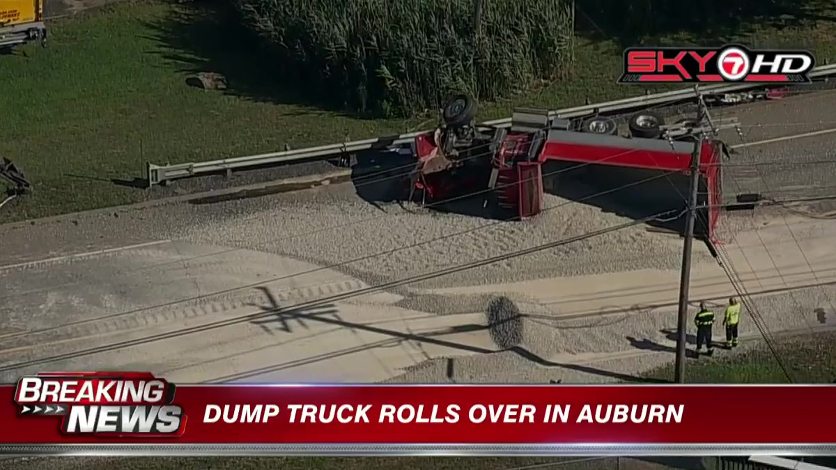 Portion of Route 20 closed after dump truck rollover and spillage in