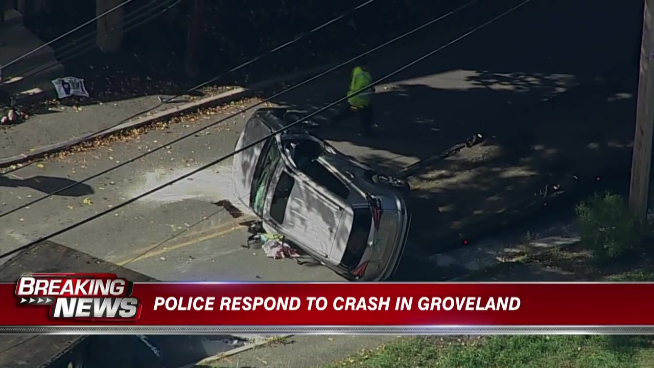 Crash in Groveland leaves car on its side Boston News, Weather