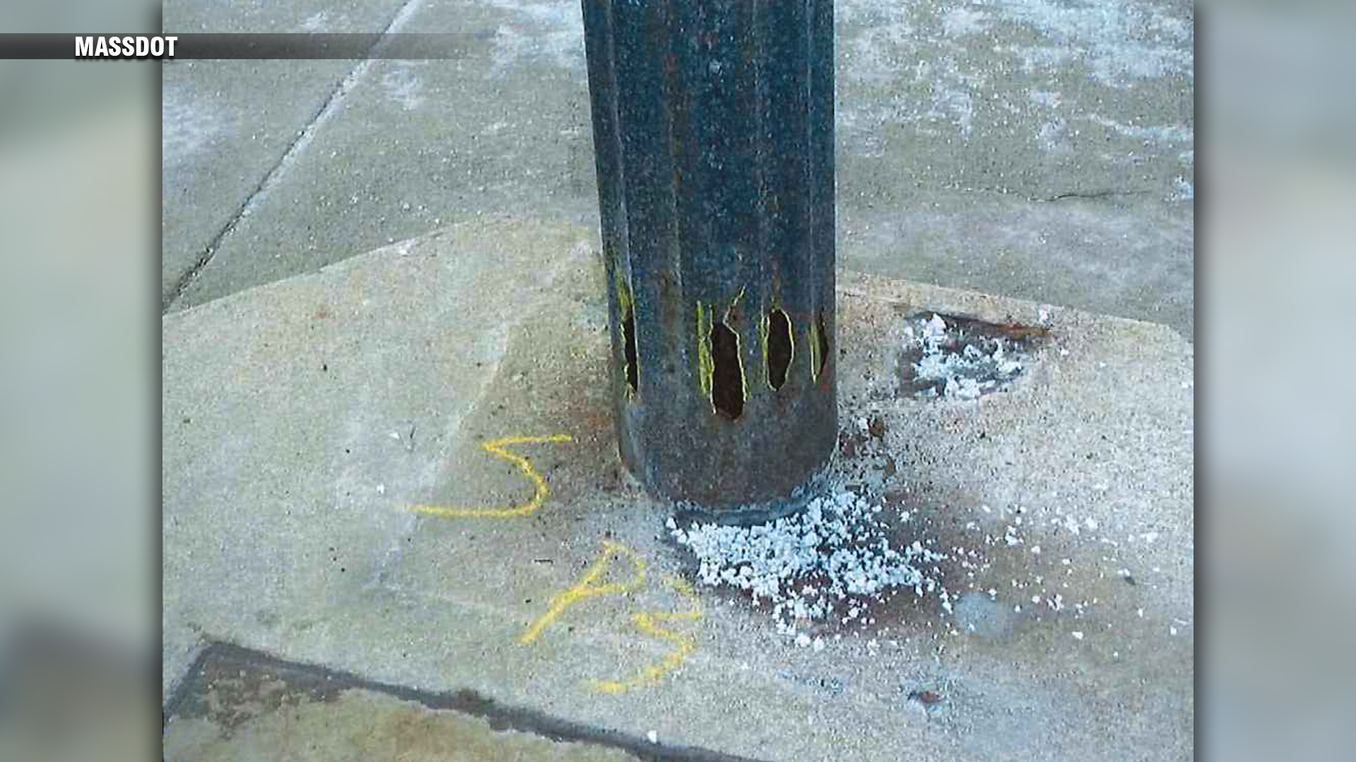 Pedestrian recovering after being hit by light pole at Seaport bridge