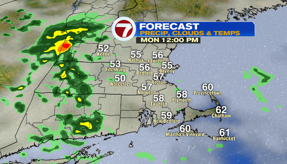 Wet weather next two days cooler mid week boston news weather