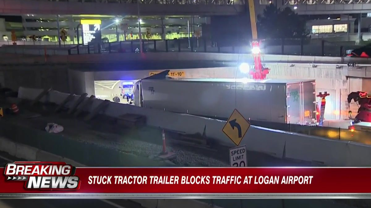 Tractortrailer removed after crashing into Logan Airport overpass