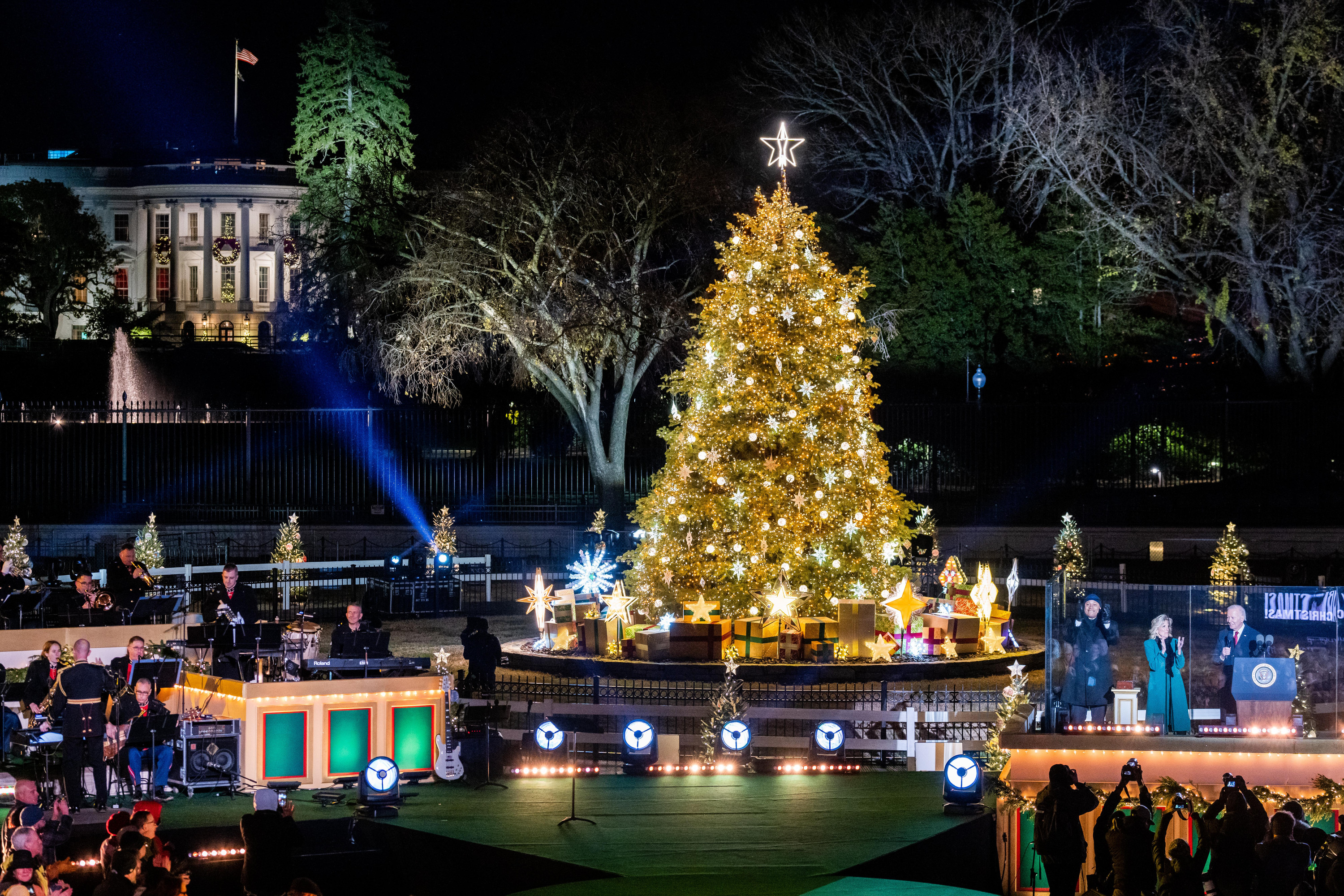 National Christmas Tree blazes to life with Biden lighting - Boston News,  Weather, Sports
