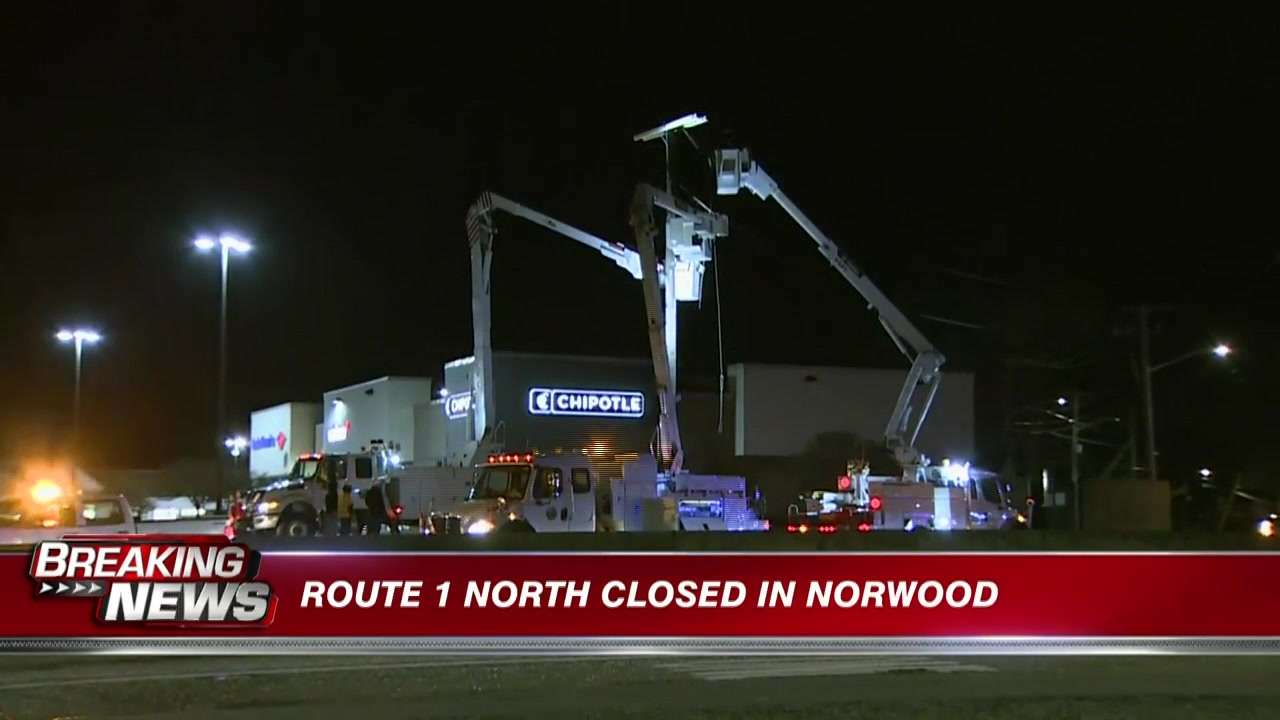 Route 1 North closed in Norwood after crash into pole - Boston News ...