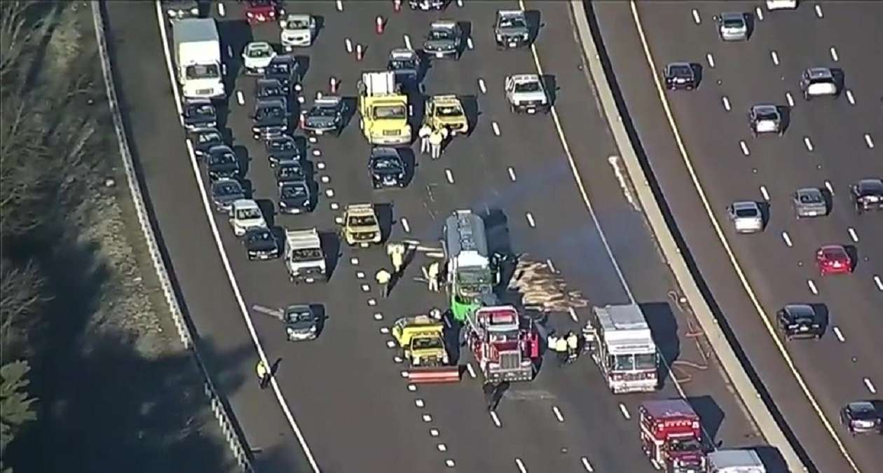 Tanker crashes with tractor-trailer on I-93 in Canton, spilling fuel ...