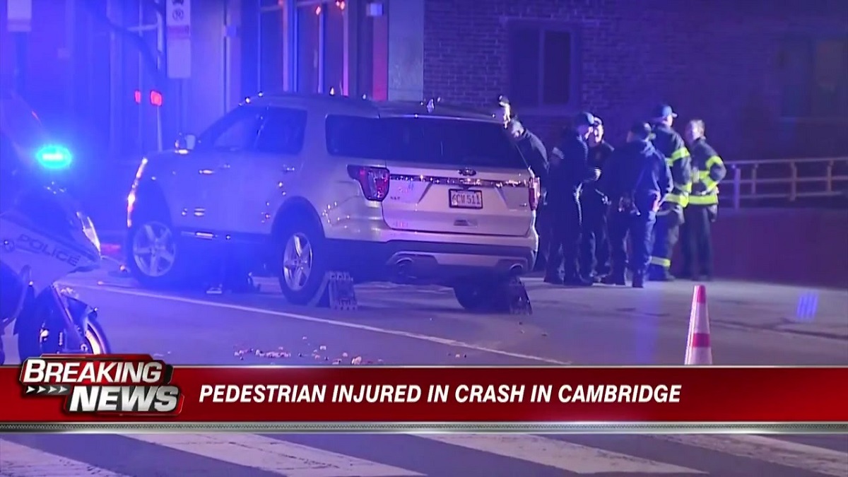 Pedestrian injured in crash in Cambridge