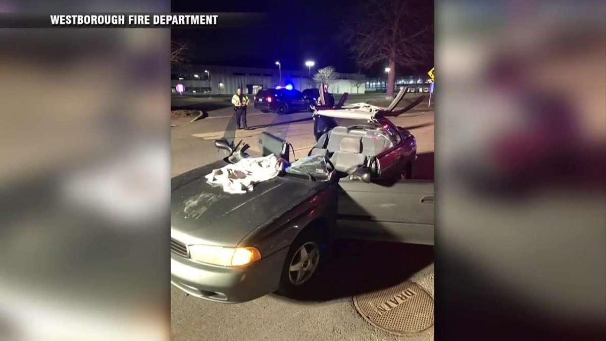 First responders rescue driver trapped inside car in Westborough ...