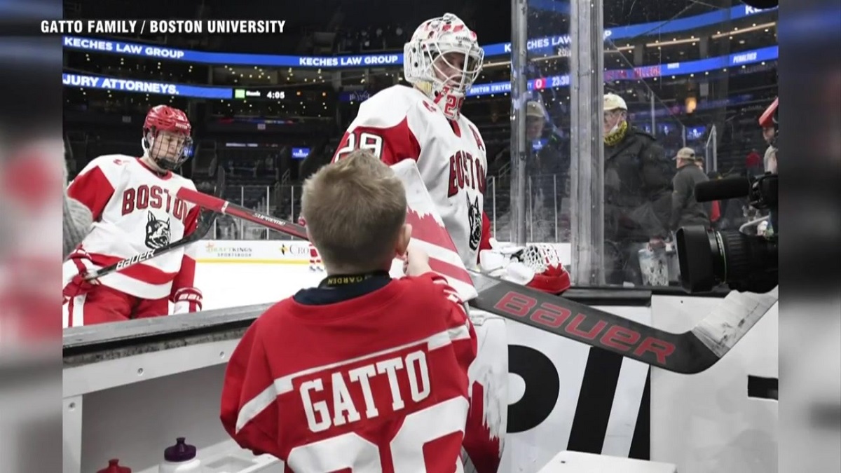7yearold Boston University hockey fan cheers team on at Frozen Four